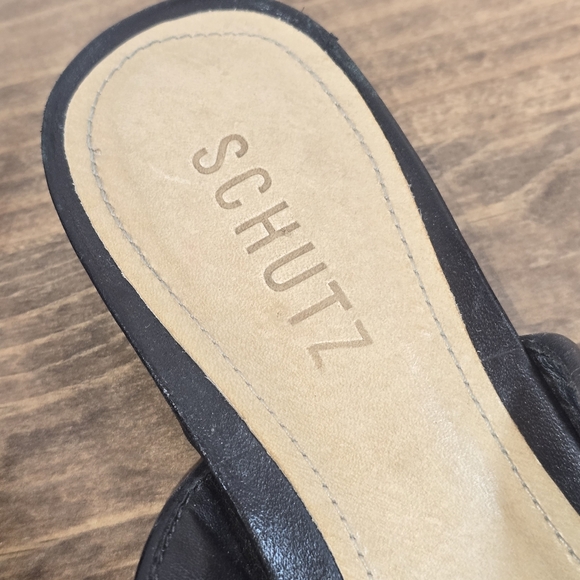 SCHUTZ Gayle Leather Studded Black Mules Made In Brazil Women's Size 7.5M - Picture 7 of 10